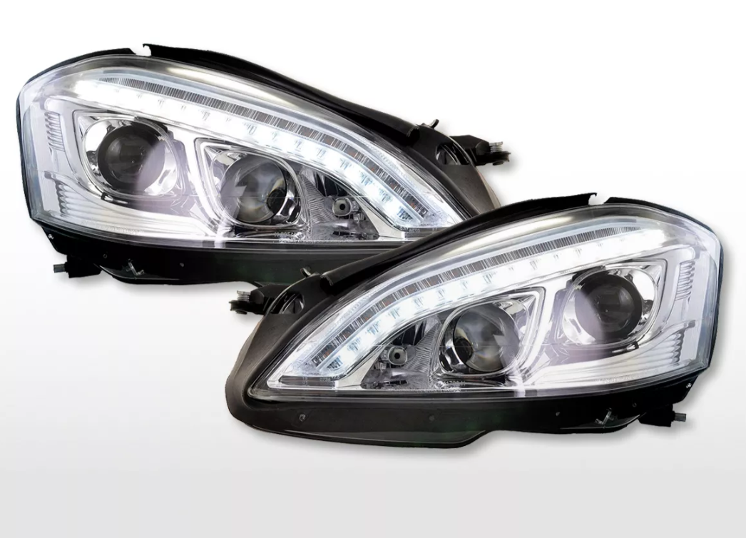 FK LED DRL XENON Halo Headlights Mercedes-Benz S-Class 221 W221 05-09 chrome LHD