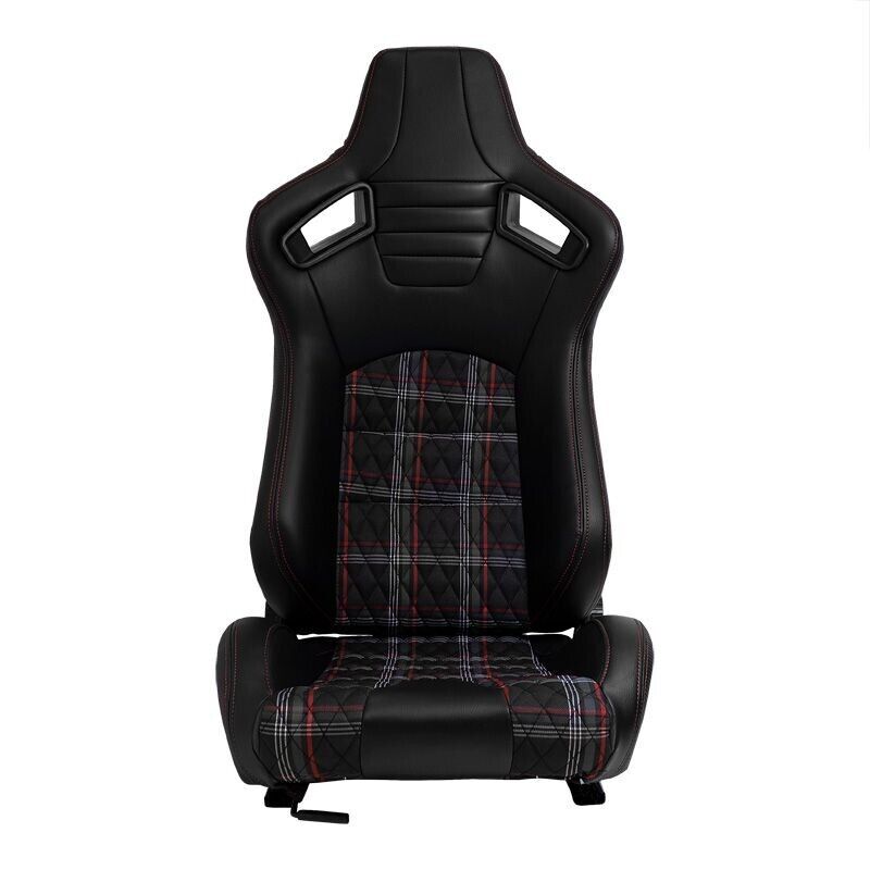 AUTOSTYLE GT x1 Universal Sports Bucket Seats Black & Red Check + runners