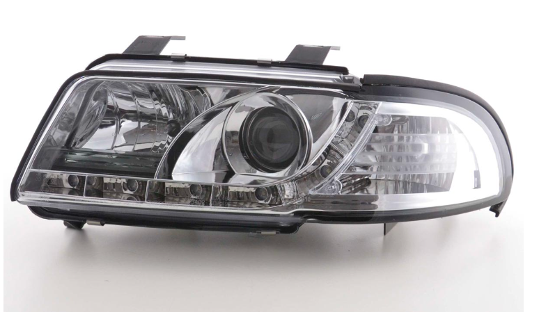 FK LED DRL Halo Lightbar headlights Audi A4 B5 8D 99-01 chrome S4 LHD