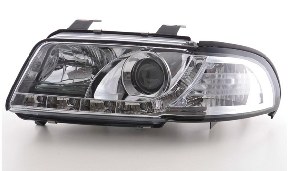 FK LED DRL Halo Lightbar headlights Audi A4 B5 8D 99-01 chrome S4 LHD