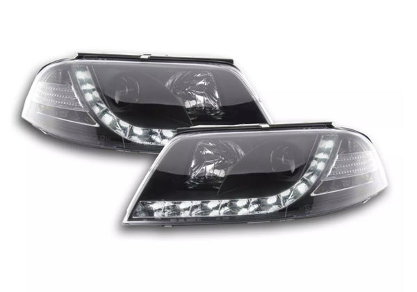 FK Set LED Lightbar Devil Halo Eye Headlights VW Passat B5 3BG 00-05 black LHD