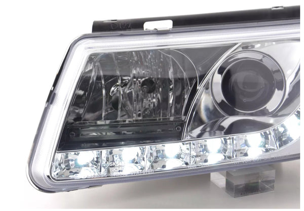 FK pairLED DRL Halo Eye Lightbar Headlights VW Passat 3B B5 97-00 br chrome LHD