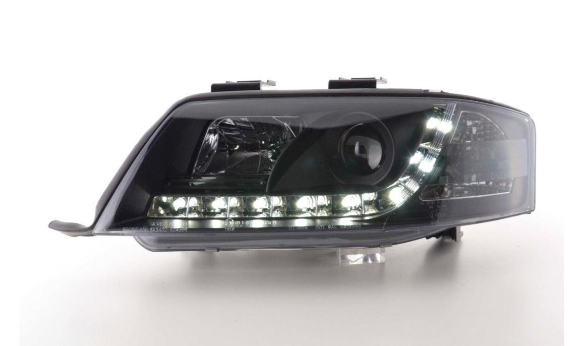 FK LED Headlights LED DRL Projector Audi A6 4B 97-00 black C5 S6 S-Line LHD