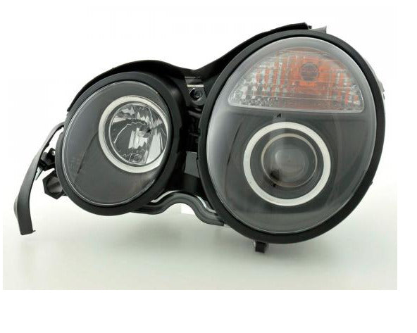 FK LED DRL Angel Eye Halo Headlights Mercedes E-Class W210 210 95-98 black RHD