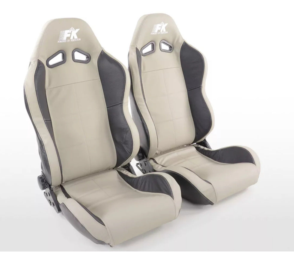 FK Universal Reclining Bucket Sports Seats - Grey & Black Comfort Luxe Edition