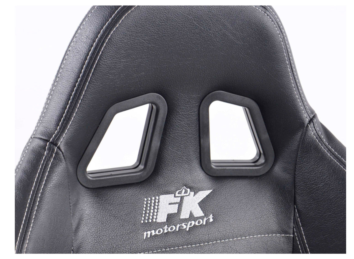 FK Universal Reclining Bucket Motorsports Seats Delux White Stitch Black Edition