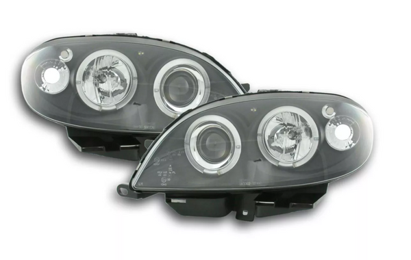 FK Pair LED DRL Halo Headlights Citroen Saxo 00-02 Black LHD