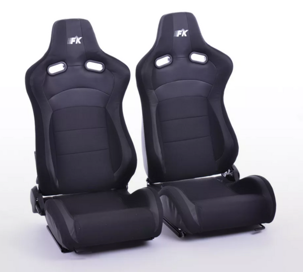 FK Universal Full Bucket Sports Seats Black on Black Synthetic Leather Carbon