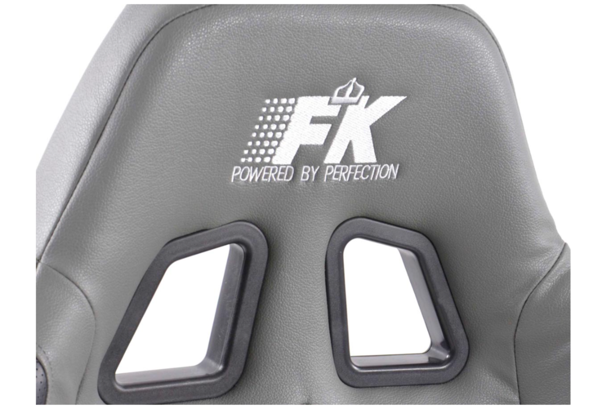 FK Pair Universal Reclining Bucket Sports Seats - Light Grey Synth Leather