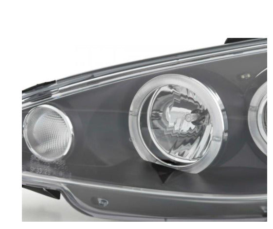 FK LED DRL Angel Eye Halo Ring Headlights Peugeot 206 98-03 Black LHD