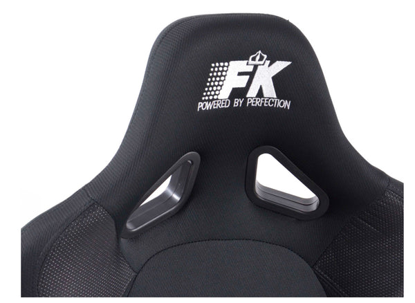 FK Pair Universal Fixed Back Bucket Sports Seats BLACK Fabric Wing Edition