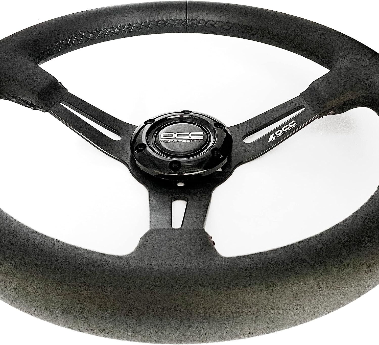 OCC MOTORSPORT SEMI-DISPLACED STEERING WHEEL CLASSIC MODEL NAPPA LEATHER BLACK