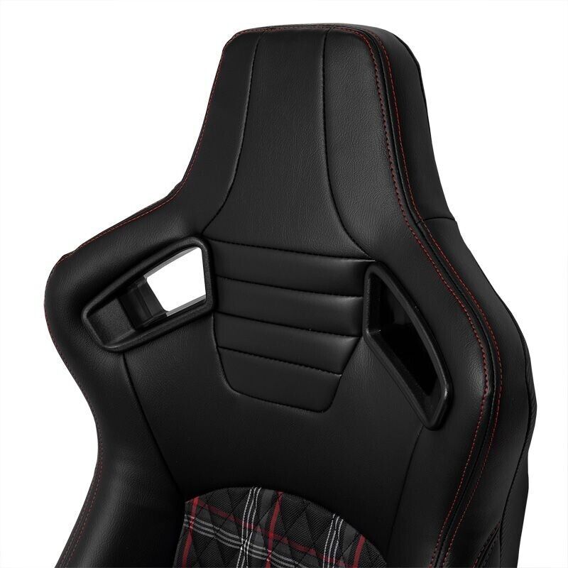 AUTOSTYLE GT x1 Universal Sports Bucket Seats Black & Grey Plaid Check + runners