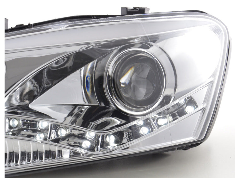 FK Pair LED DRL Halo Lightbar headlights VW Polo  6R 2010+ chrome RHD