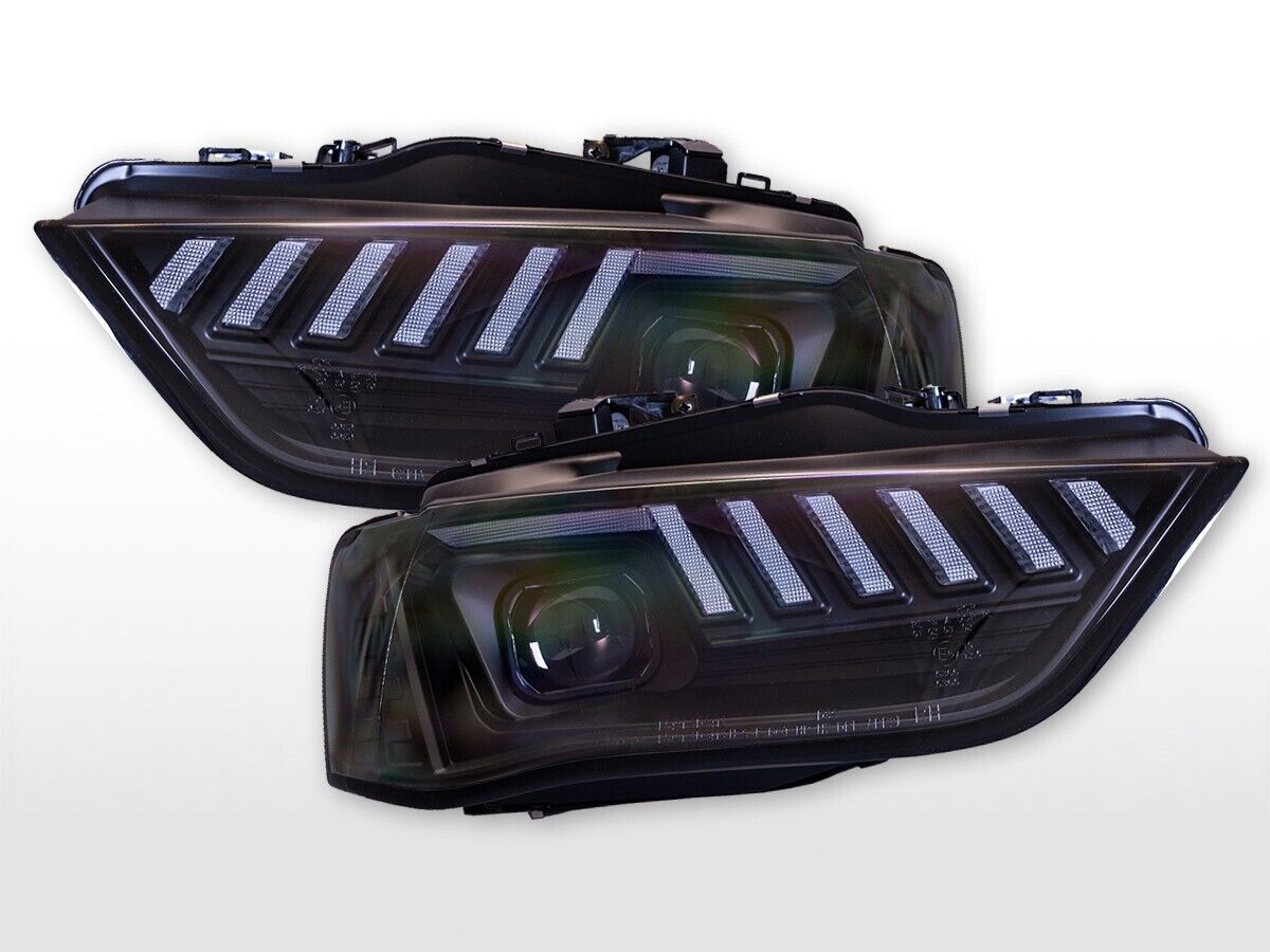 FK NEW XENON D3S DRL Animated Sequential Headlights Lightbar Projector Audi A4 B8 8K 03-07 black RHD
