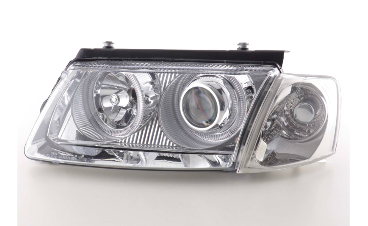 FK Set LED DRL Halo Eye Projector Headlights VW Passat 3B B5 97-00 Chrom RHD LHD