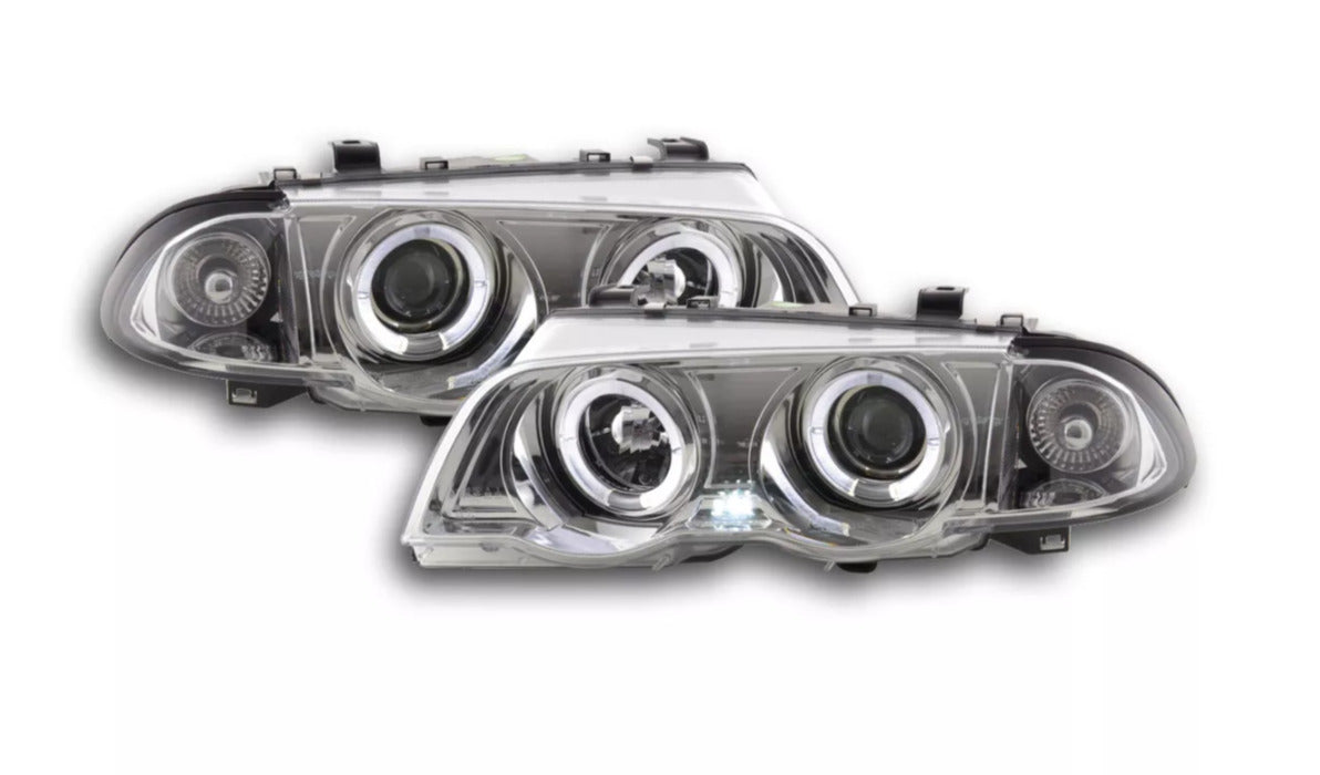 FK LED DRL Angel Eye Halo Ring Headlights BMW 3-series E46 98-01  chrome LHD