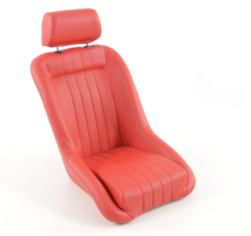 FK Pair Red Edition Piped Classic Headrest Car Retro Kit Fixed Back Bucket Seats