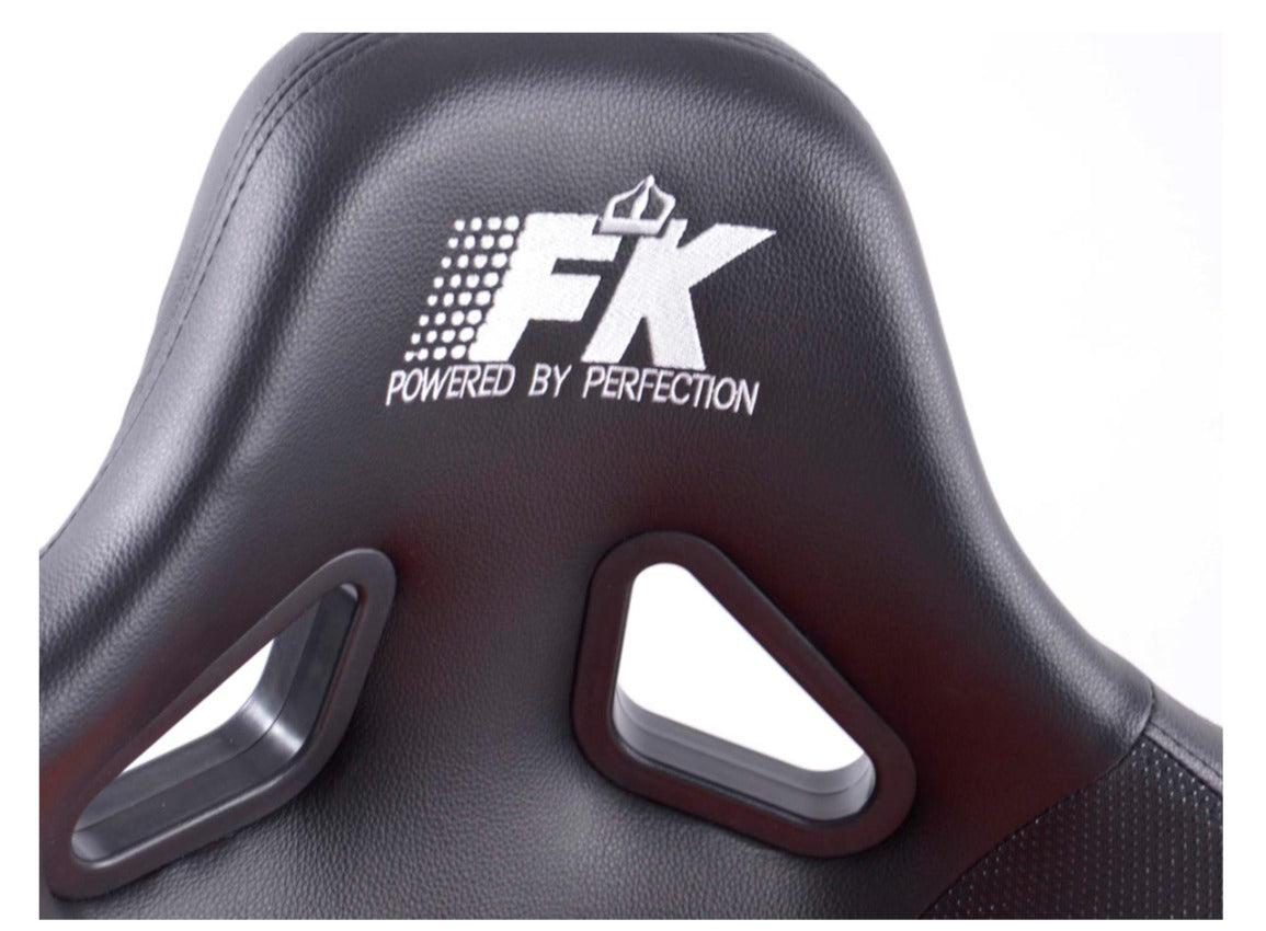 FK Pair Universal Fixed Back Bucket Sports Seats BLACK & RED Wing Edition