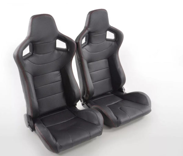 FK Pair Red Stitch Recline Bucket Sports Seats Carbon Fibre Edition Black Line