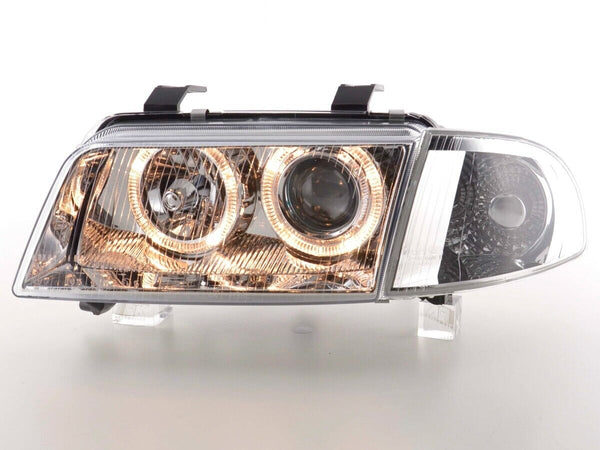 FK Pair LED DRL Halo Headlights Audi A4 B5 8D 95-99 Chrome LHD + RHD Universal