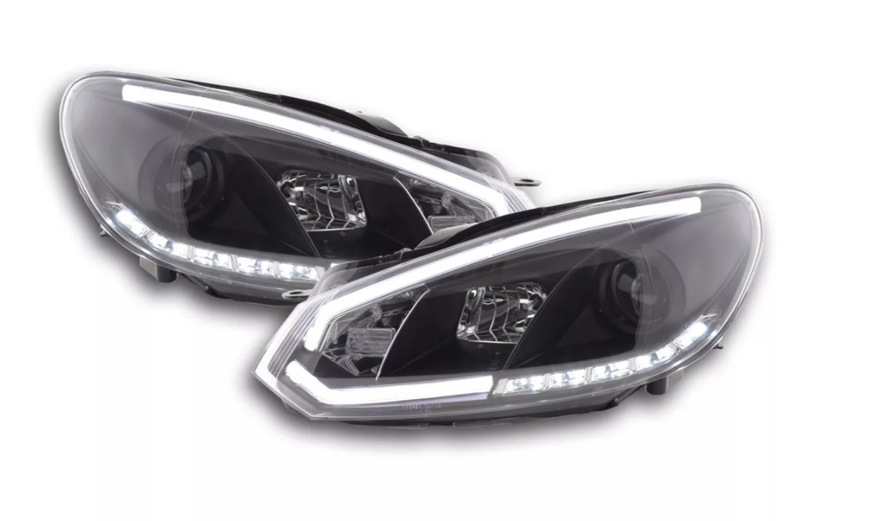 FK VW Golf 6 MK6 LED Servo 3D Eye Lightbar Headlights DRL GTI 08-12 black LHD