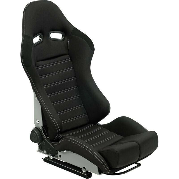 AUTOSTYLE BS5 x1 Universal Sports Bucket Seats Black & Grey slide runners