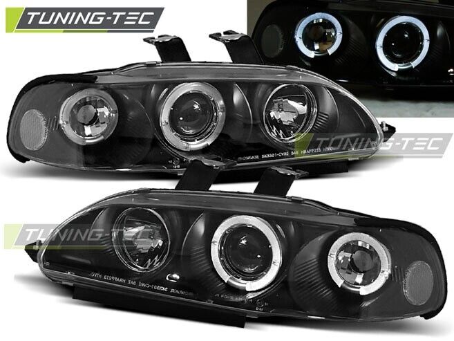 Tuning-Tec Pair LED DRL Halo Ring Headlights HONDA CIVIC 91-95 BLACK 4D LHD