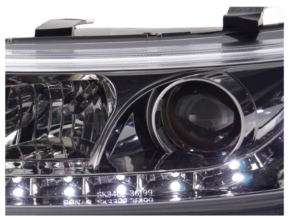 FK Set LED DRL Lightbar Halo Headlights Seat Leon Toledo 1M 99-05 Chrome LHD