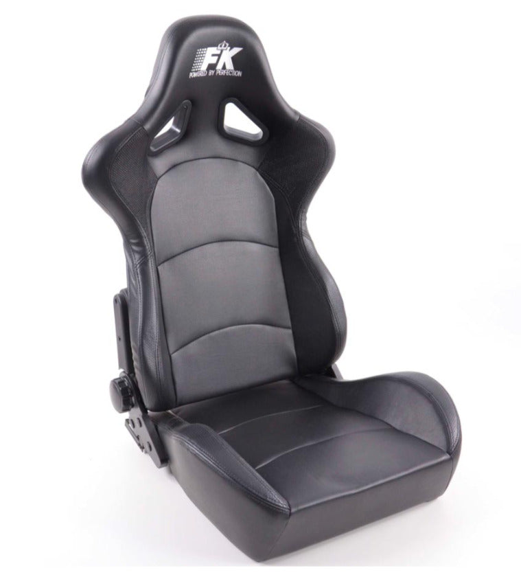 FK Pair Universal Fixed Back Bucket Sports Seats BLACK & BLUE on Black Edition