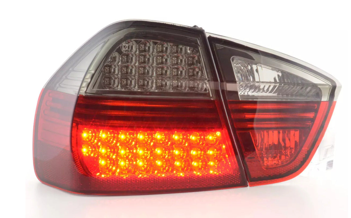 FK Pair LED Lightbar REAR LIGHTS BMW E90 3 SERIES 05-08 red black Saloon LHD