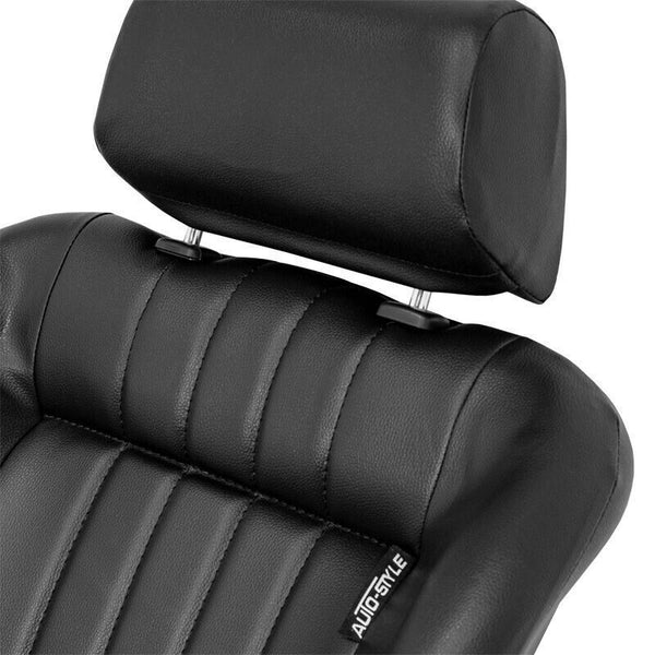 AS x2 Univ Classic Car Retro Kit Sports Fixed Back Bucket Seats Black inc slides