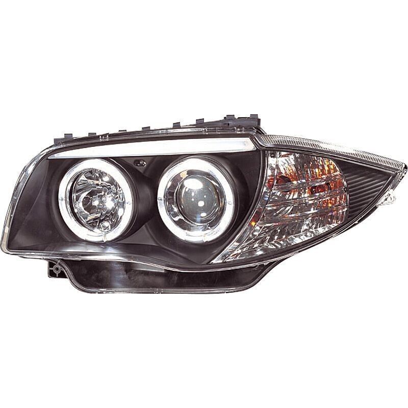 AS Pair LED DRL Halo Ring Eye Headlights BMW 1-Series E81 E87 04-11 Black LHD
