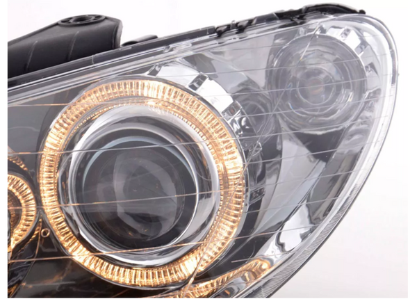 FK LED DRL Barra Liviano Halo Proyector Faros Peugeot 206 98-03 Cromo LHD & Rhd