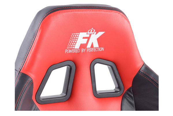 FK Pair Universal Reclining Bucket Sports Seats - Black Red Edition Syn Leather