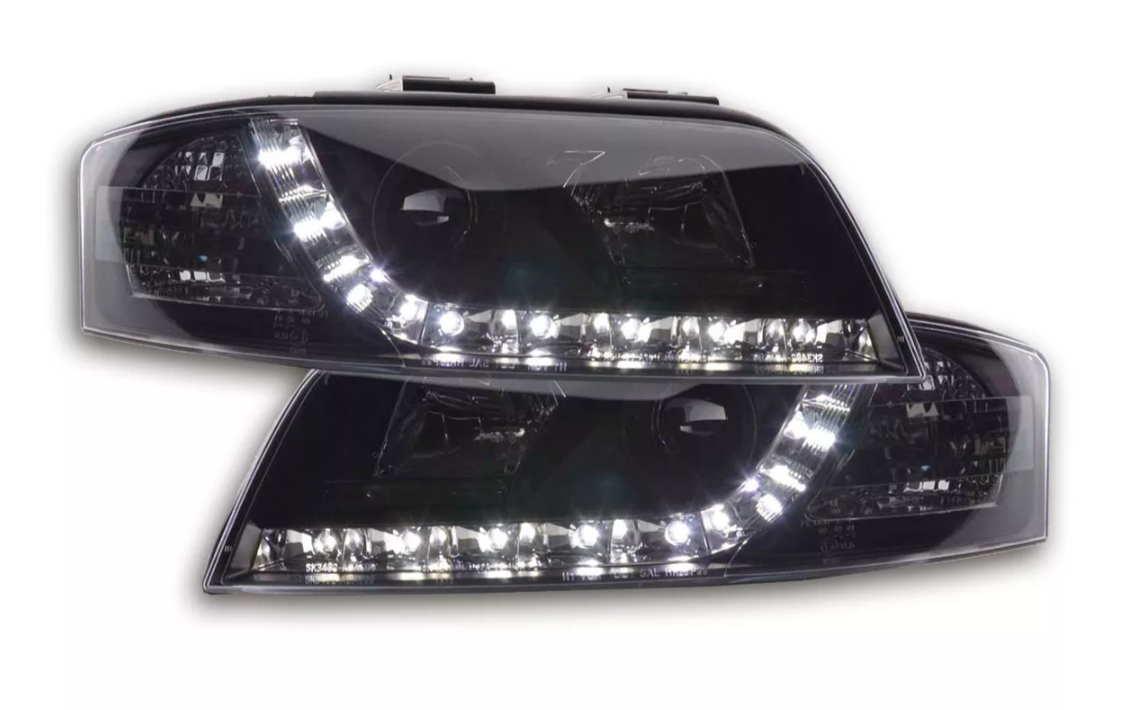 FK LED Headlights LED DRL Lightbar A6 C5 4B 01-04 black S6 S-Line LHD