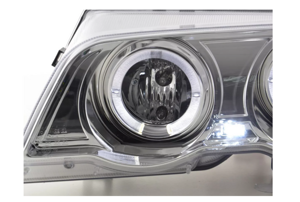 FK LED DRL Angel Eye Halo Ring Headlights BMW 3-series E46 98-01  chrome LHD