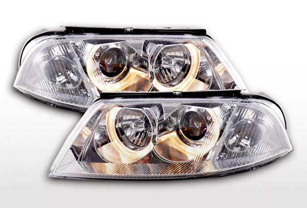 FK Set LED Devil Halo Eye Headlights VW Passat B5 3BG 00-05 chrome RHD & LHD