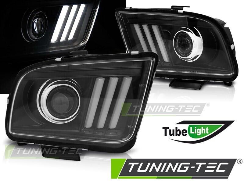 Tuning-Tec LED DRL Lightbar Headlights FORD MUSTANG 04-09 Black LHD