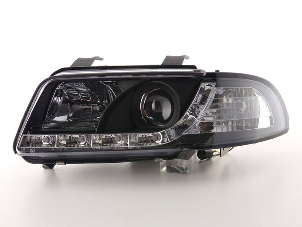 FK Pair LED DRL Halo Lightbar Headlights Audi A4 B5 8D 94-99 Black S4 LHD