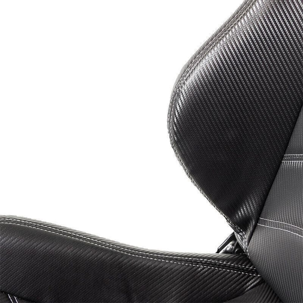 AST x2 Universal Sports Bucket Seats Carbon Fibre Black Fold Recline + slides