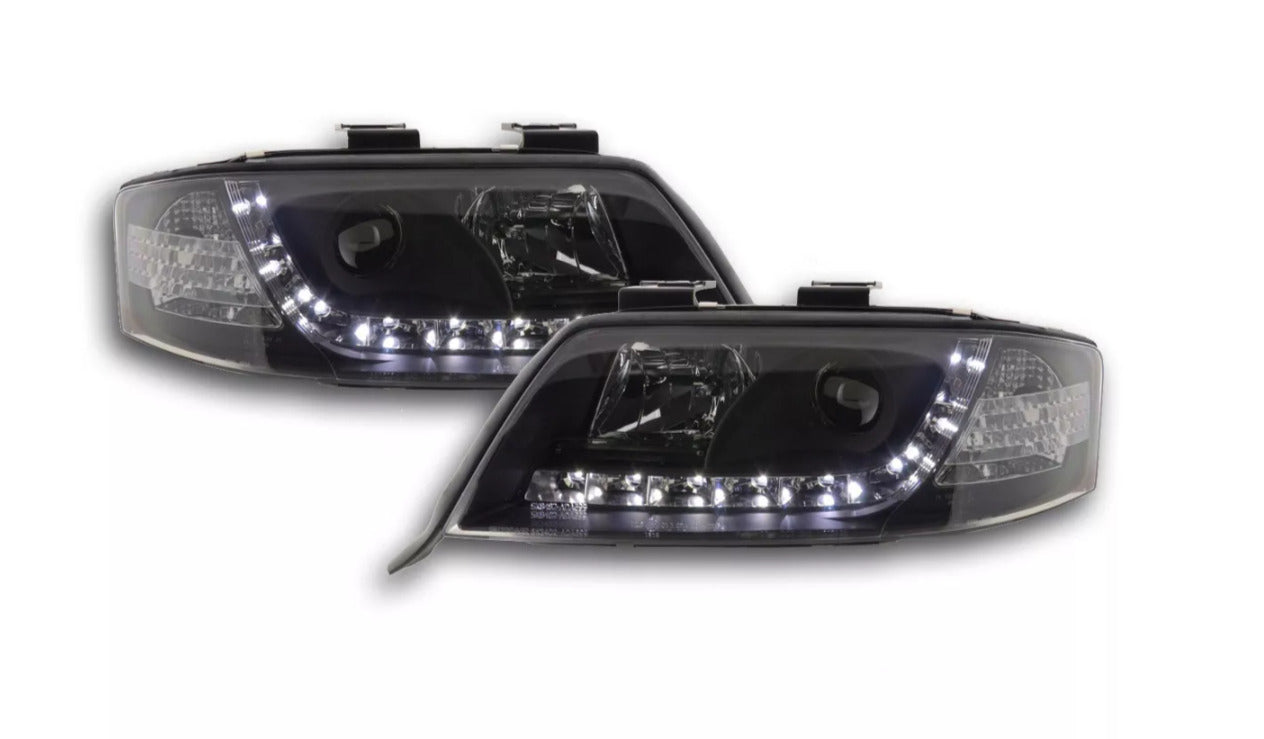 FK Pair LED DRL Halo Headlights Lightbar A6 C5 4B 97-01 Black S6 S-Line LHD