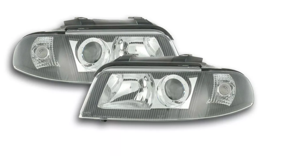 FK LED DRL Angel Eye Projektorscheinwerfer Audi A4 B5 8D 99-00 schwarz S4 LHD + RHD