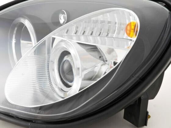 FK LED DRL Halo Ring Black Headlights Mercedes SLK R170 96-02 170 LHD