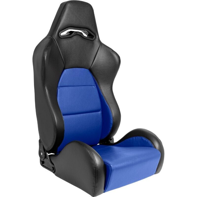 AUTOSTYLE x1 Single Universal Reclining Sports Bucket Seat BLACK BLUE + runners