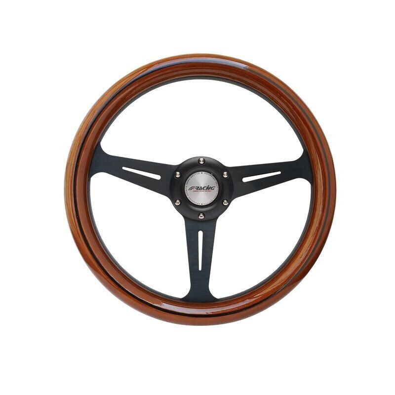 Simoni Racing Universal Steering WHEEL Futa 350mm Real Wood Brown Black