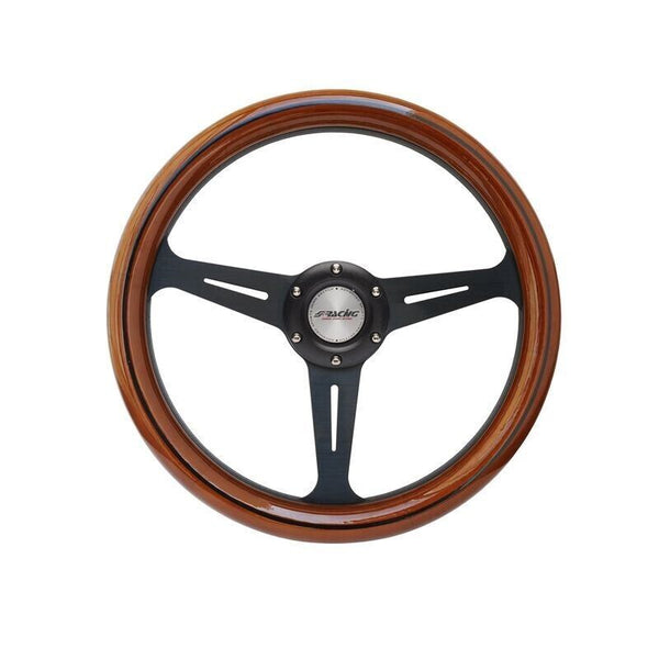 Simoni Racing Universal Steering WHEEL Futa 350mm Real Wood Brown Black