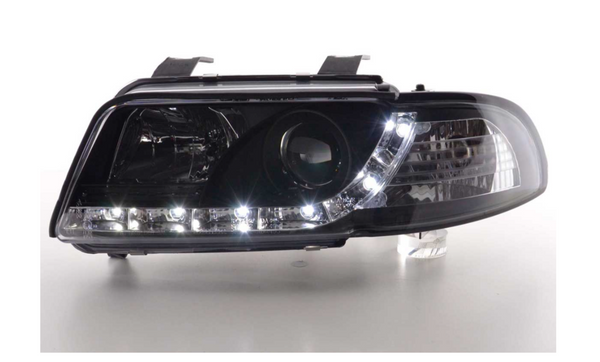 FK LED DRL Lightbar Scheinwerfer Audi A4 B5 8D 95-99 schwarz S4 LHD