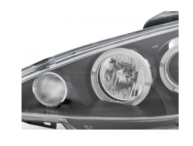 FK LED DRL Angel Eye Halo Projector headlights Peugeot 206 S16 99-05 Black LHD