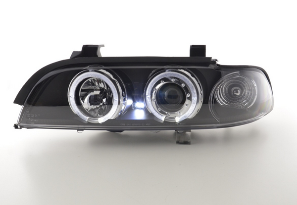 FK LED DRL Angel Eye Halo Ring Headlights BMW 5-series E39 95-00 black M5 LHD